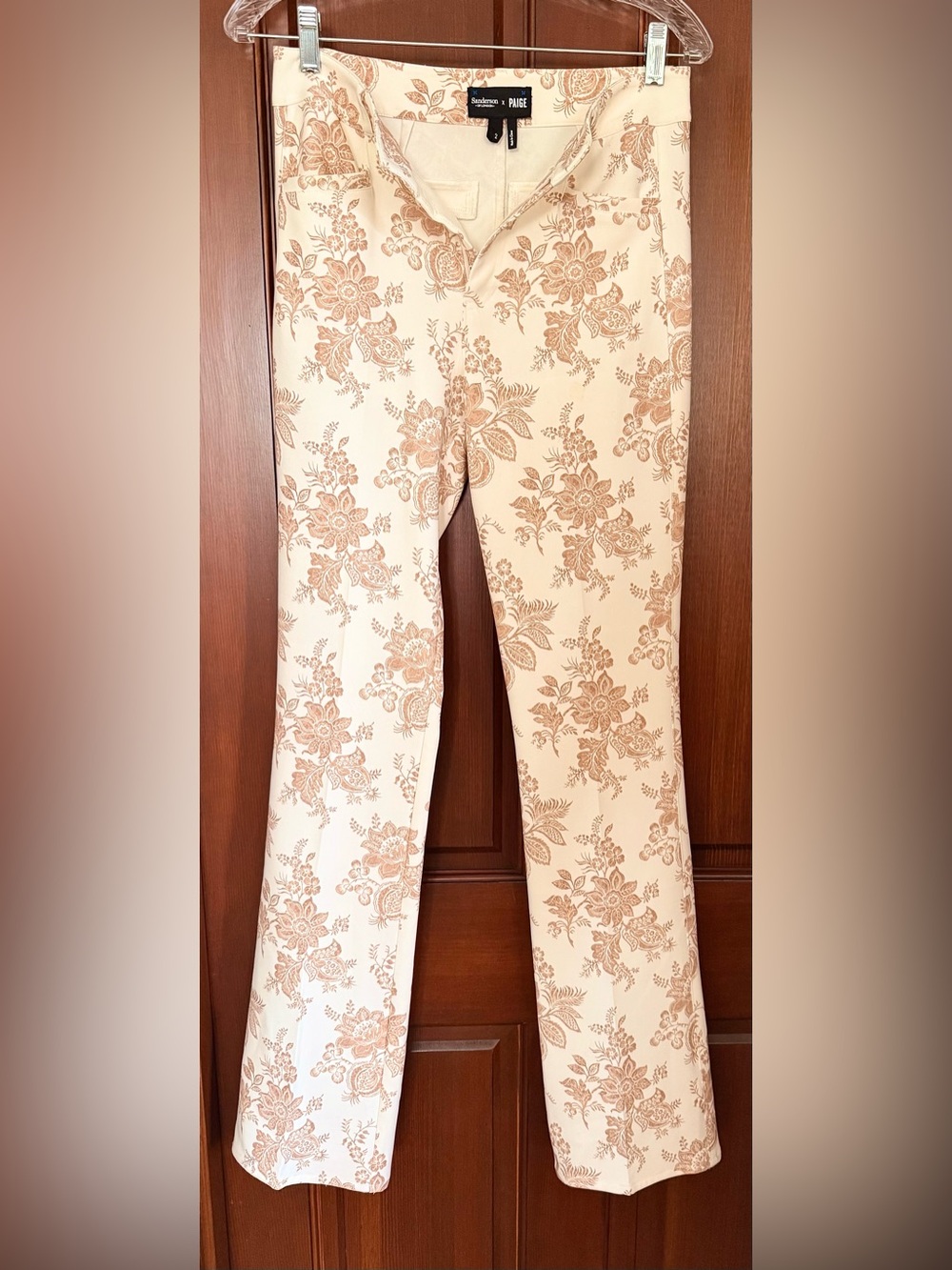 NWOT Paige Denim x Sanderson Stretc Bootcut Trouser Jeans Tan/Cream Size 2/US 26 - Picture 7 of 11